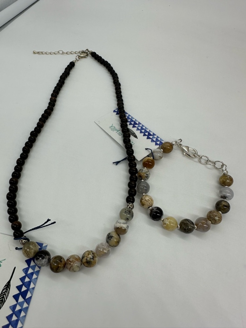 4/$50 SALE ❤️ Set - Dendritic Opal & Wood